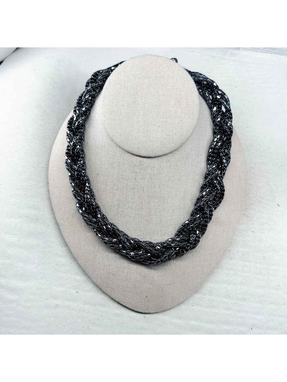 872mc. Gunmetal Braided Necklace Express